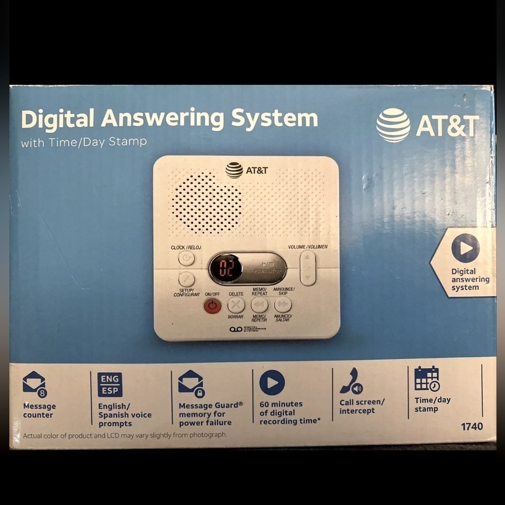 AT&T 1740 PQ812294468 Digital Answering Machine 60 Minutes Recording.   #OSE